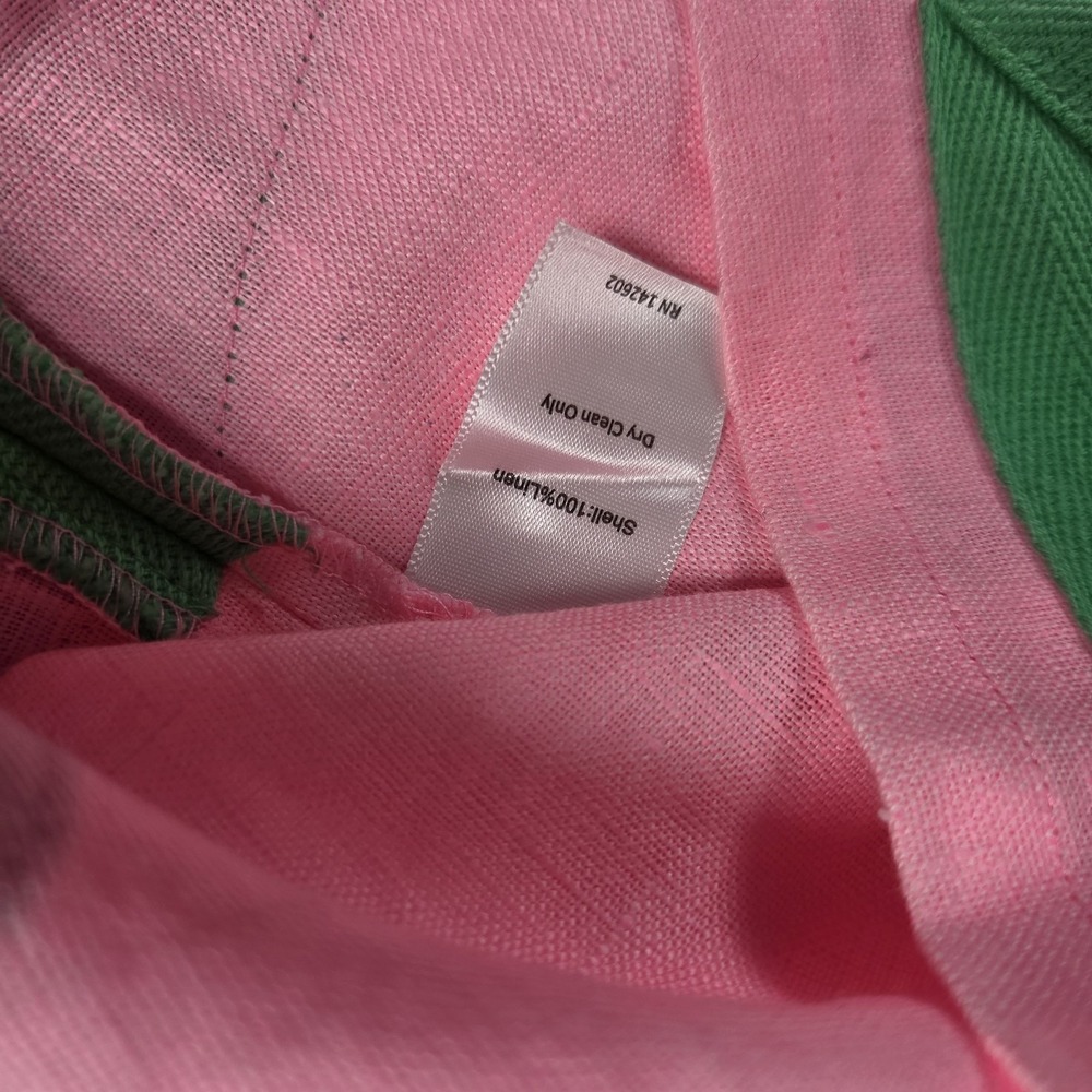 STS Sail To Sable Linen Dress 60s Inspired Pink & Green Sleeveless  XS - Picture 5 of 8